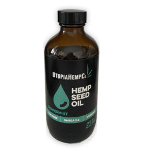 Bottle of Hemp Oil Seed for human consumption