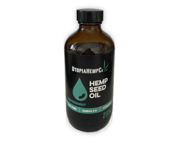 Bottle of Hemp Oil Seed for human consumption